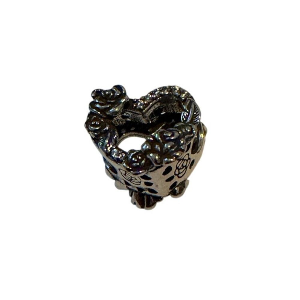 NEW Pandora Open Heart and Rose Flowers Charm